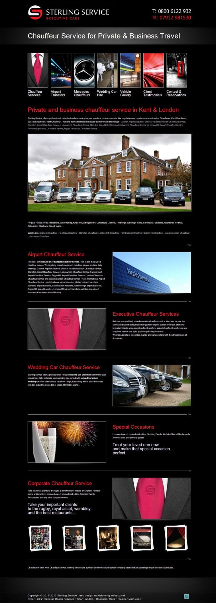 Chauffeur website design from Webexpand : STERLING SERVICE