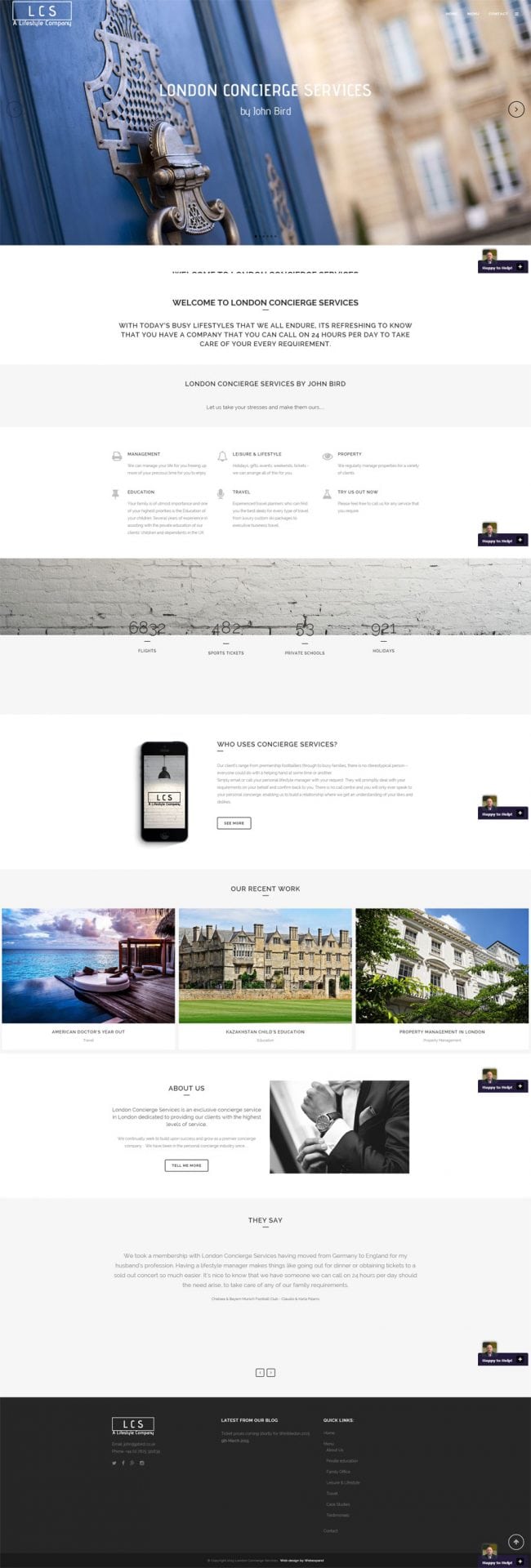 Concierge web design - Computer screenshot
