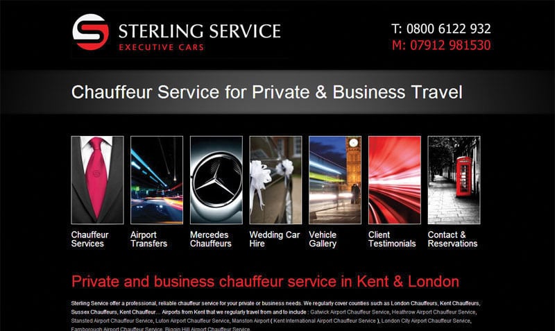 Chauffeur website design from Webexpand : STERLING SERVICE