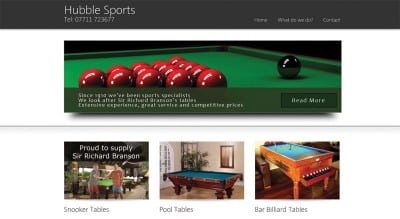 Snooker Table website design in Maidstone Kent from Webexpand