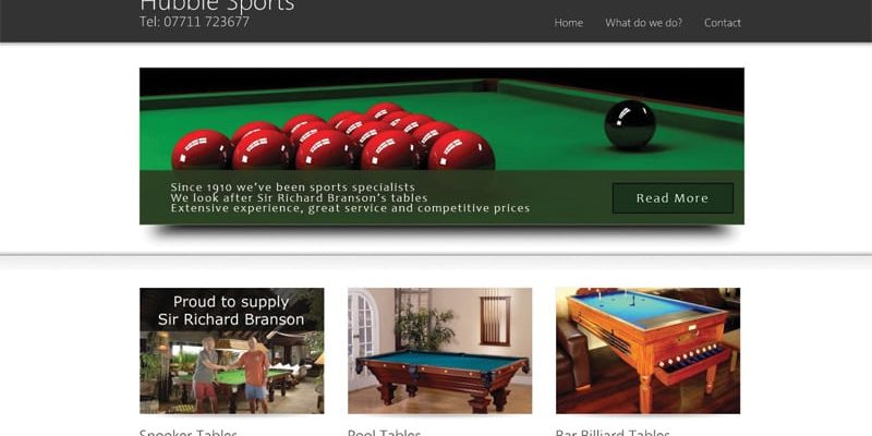 hubble-sml Snooker Table website design in Maidstone Kent from Webexpand