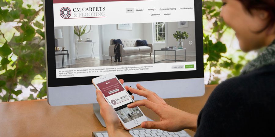 CM-Carpets-iPhone-iMac-Prospective-Client-Webexpand-900px CM Carpets new website launch in Maidstone Kent